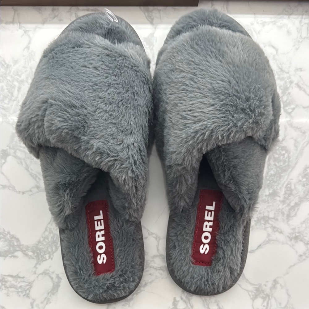 Sorel Women's Gray Fuzzy Slippers